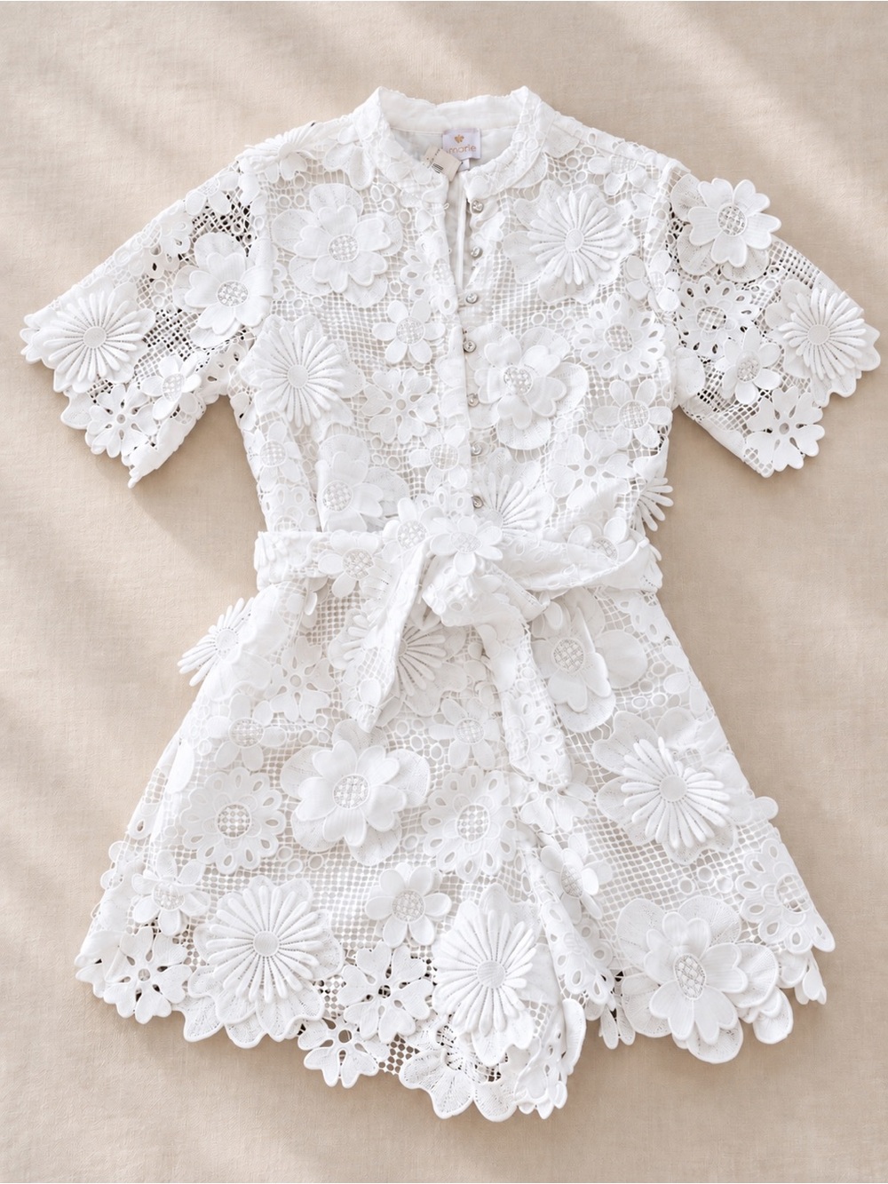 NWT J. Marie Women's white 3D Floral Lace Romper Small S